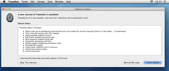 TweetBot V0.7 Release Notes