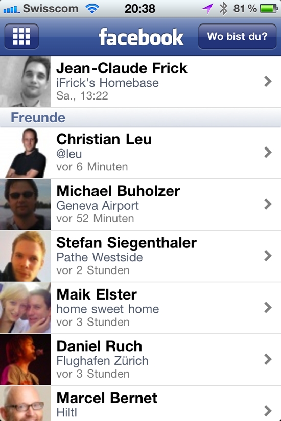 Facebook Places Friendlist