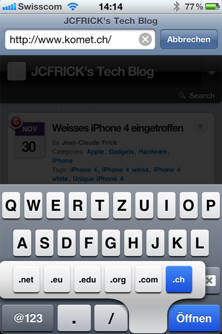 iOS 4.2.1 Swiss Keyboard Layout