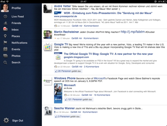 Facepad Facebook App for iPad