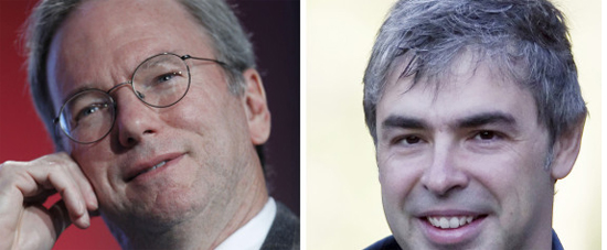 Google Founder Larry Page Google CEO Eric Schmidt