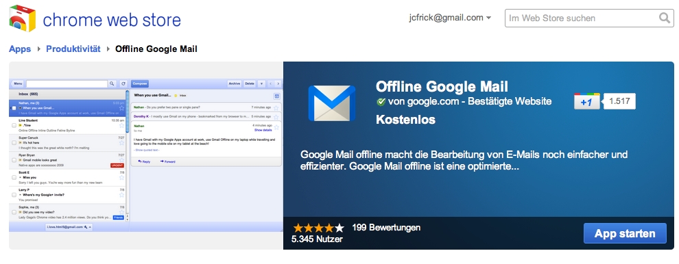 Chrome Webstore Gmail Offline App