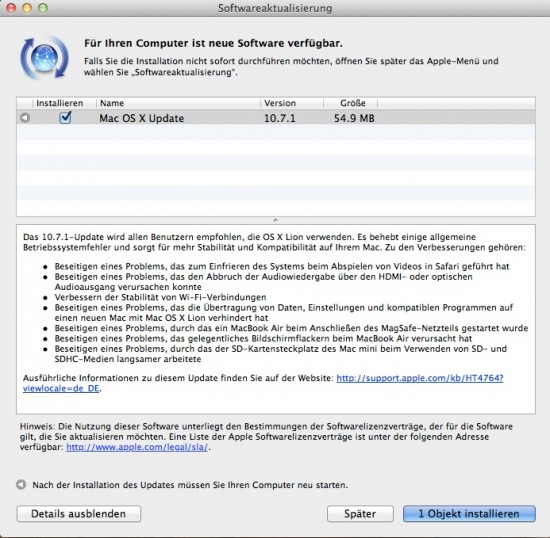 Mac OS X 10.7.1 Lion Update
