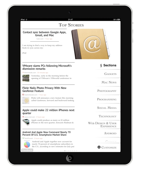 Zite iPad Newsreader App