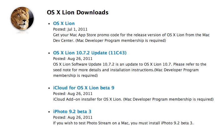 OS X 10.7.2 iCloud Beta Developer
