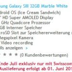 Samsung Galaxy SIII: 32GB Version exklusiv bei Swisscom