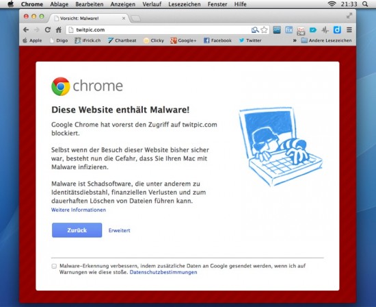 TwitPic Malware Chrome