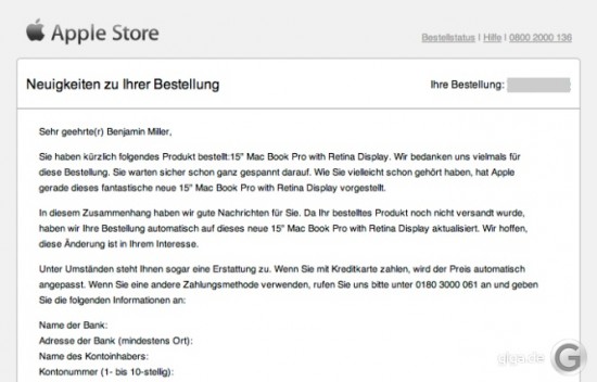 Apple Bestellung Mail