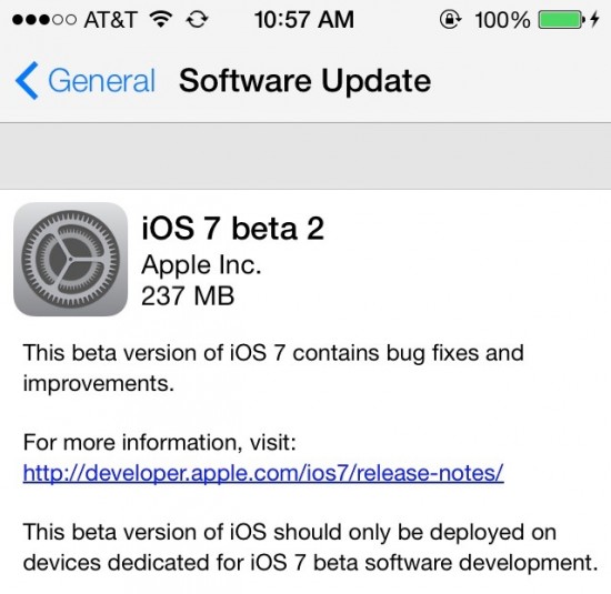 iOS 7 Beta 2