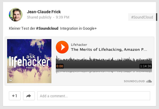 Soundcloud Integration in Google+