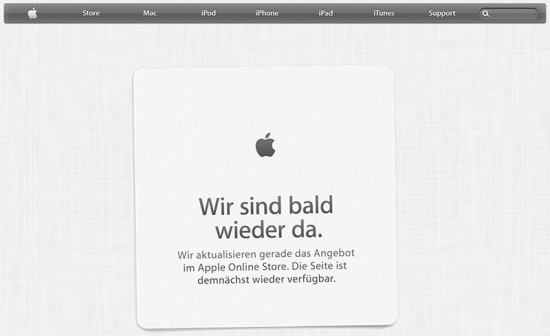 Apple Online Store Offline Meldung DE