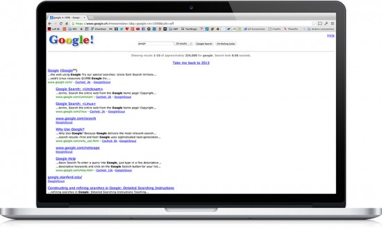 Google in 1998 easter egg