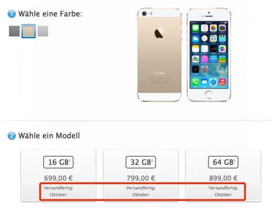 iPhone 5S Gold ausverkauft