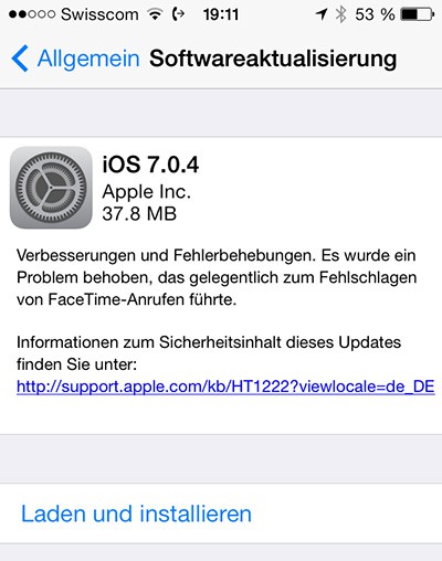 iOS 7.0.4 Update