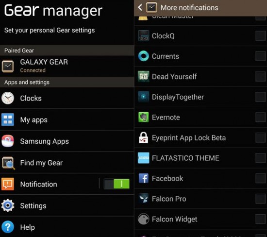 Samsung Gear Manager Settings