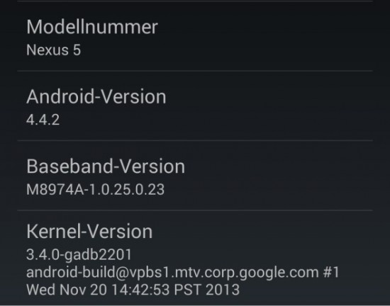 Android 4.2.2 on Nexus 5