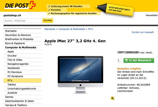 Postshop Ausverkauf iMac