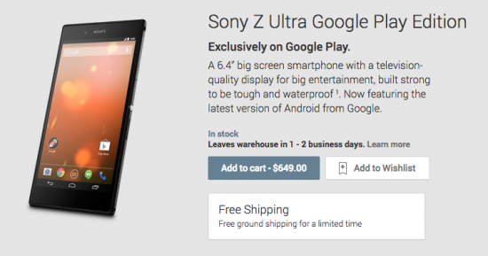Sony Xperia Z Ultra Google Play Edition