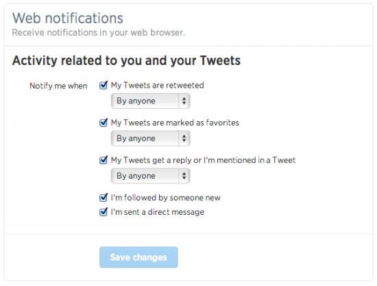 Twitter Notification Settings