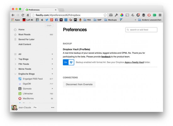 Feedly-Dropbox-Vault-Settings