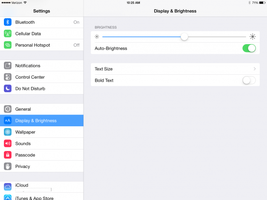 iOS 8 Beta 4 Display Settings