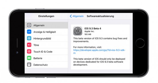 iOS 9.3 Beta 4 Installer