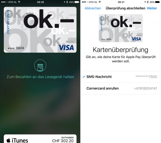 Apple Pay Visa OK Karte