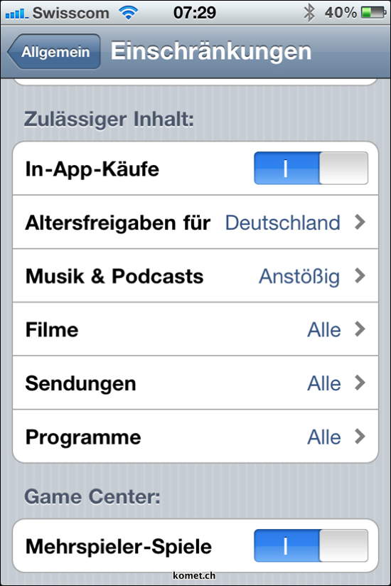 iOS 4.1 Restrictions