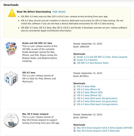 iOS 4.2 Beta Developer